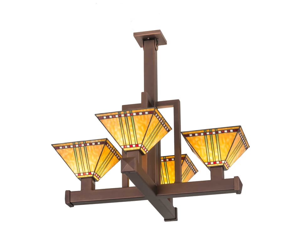 Prairie Corn 4-Light Tiffany Chandelier in Cinnamon Coffee Metallic