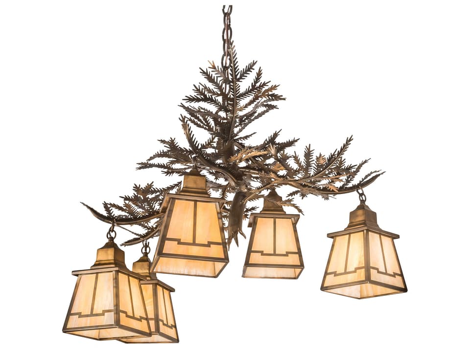 Pine Branch Valley View 5-Light LED Chandelier in Mahogany Bronze