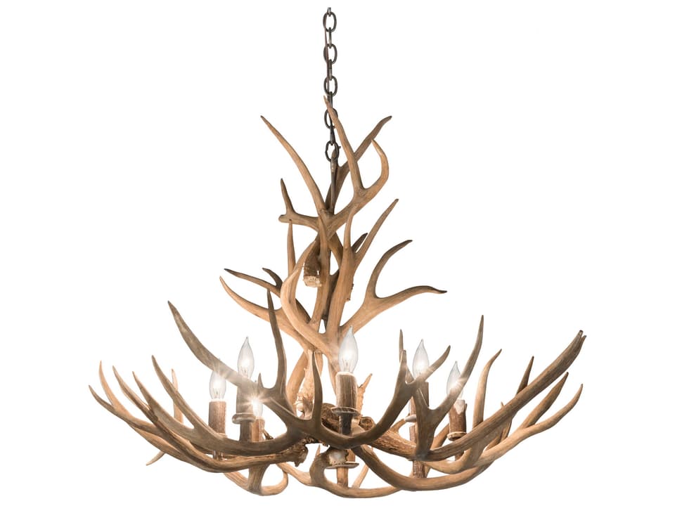 Antlers 8-Light Candelabra Chandelier in Antique Copper