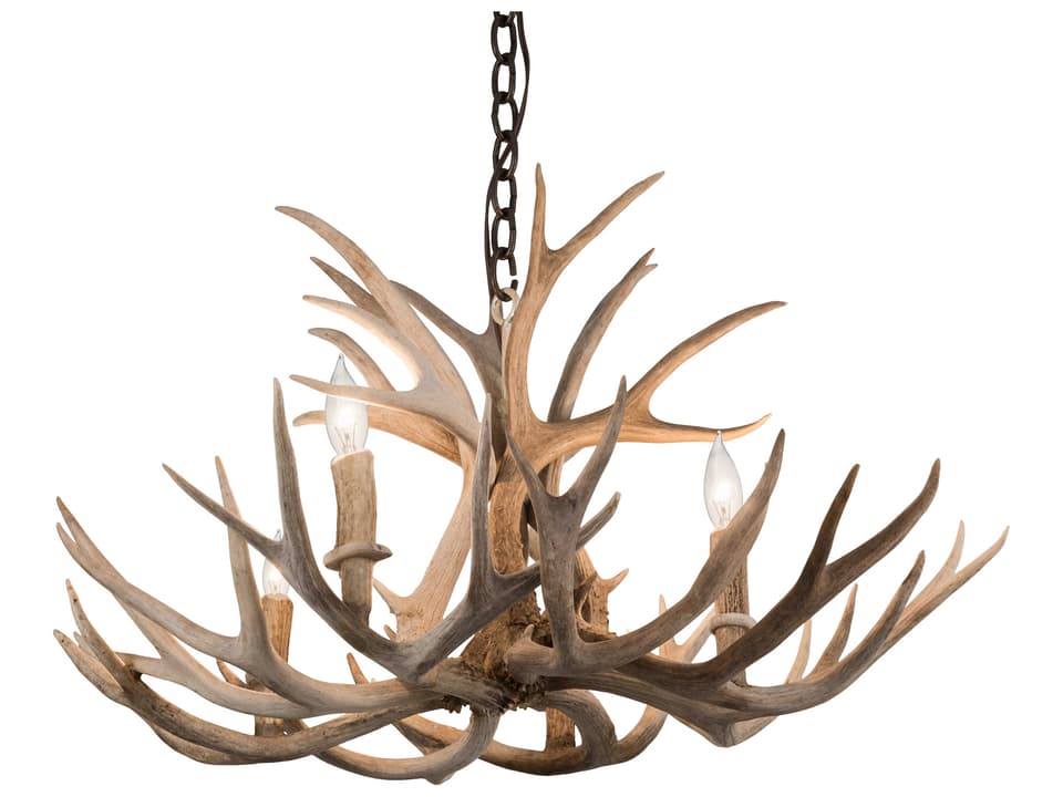 Antlers 4-Light Mule Deer Chandelier in Antique Copper