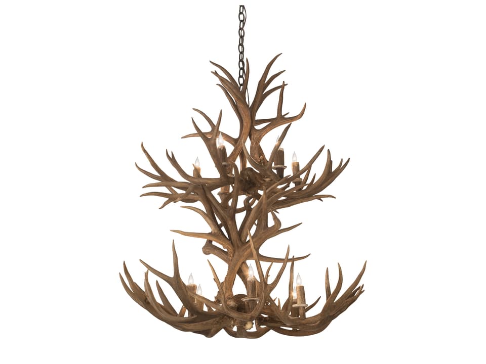 Antlers 12-Light Copper Candelabra Tiered Chandelier