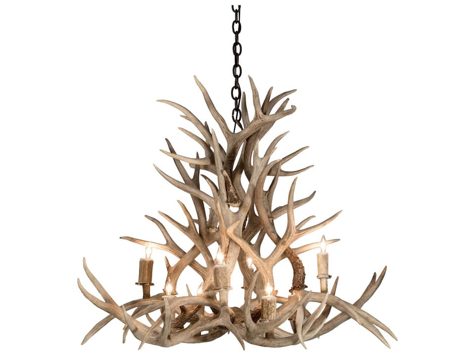 Antlers 8-Light Candelabra Chandelier in Antique Copper Finish