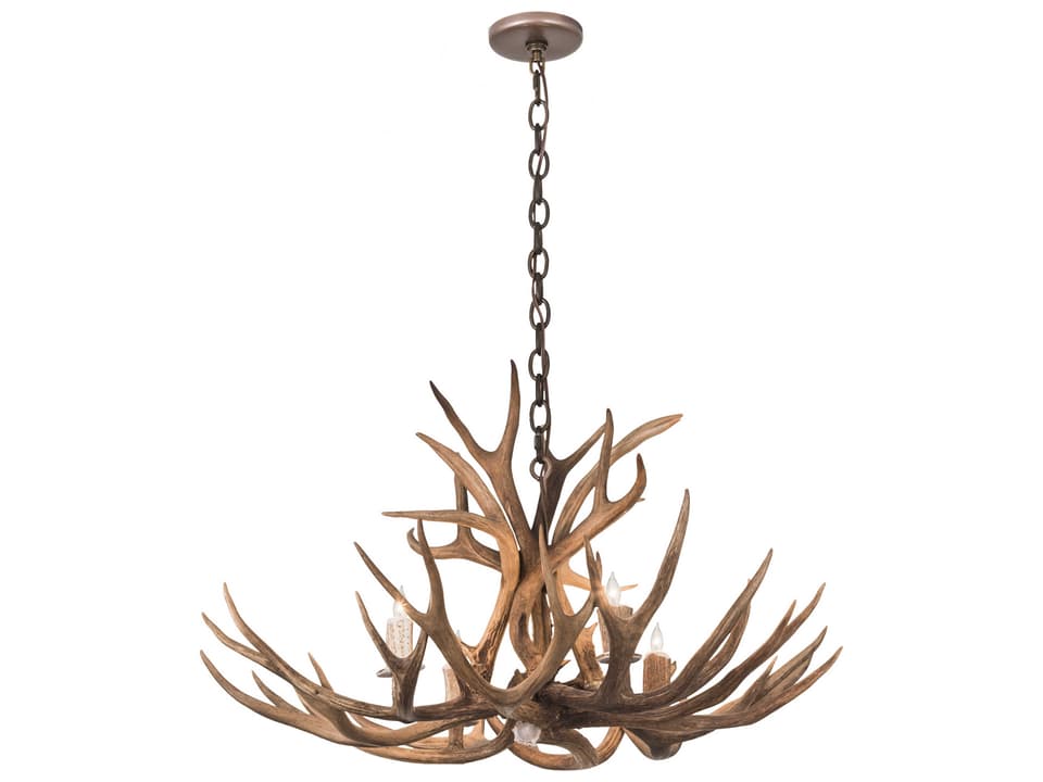 Antlers 4-Light Candelabra Chandelier in Antique Copper Finish
