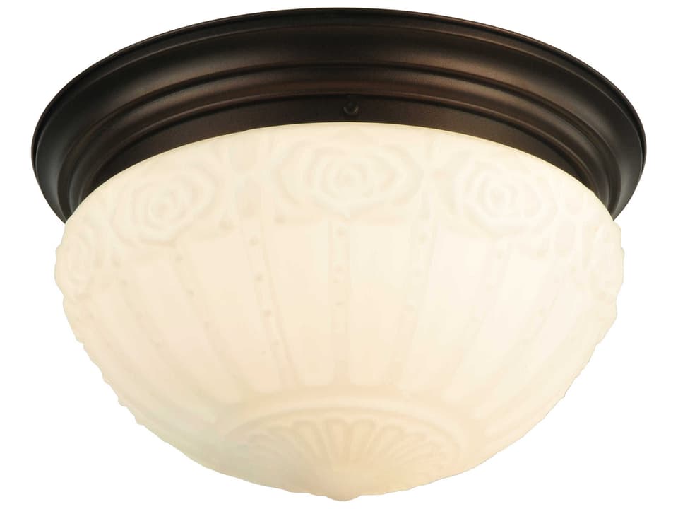 White Puffy Rose 3-Light Flush Mount Ceiling Light in Mahogany Bronze