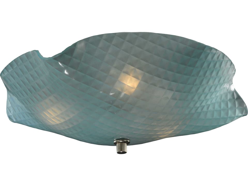 Organic Art Glass Window Pane 3-Light Flush Mount in Blue