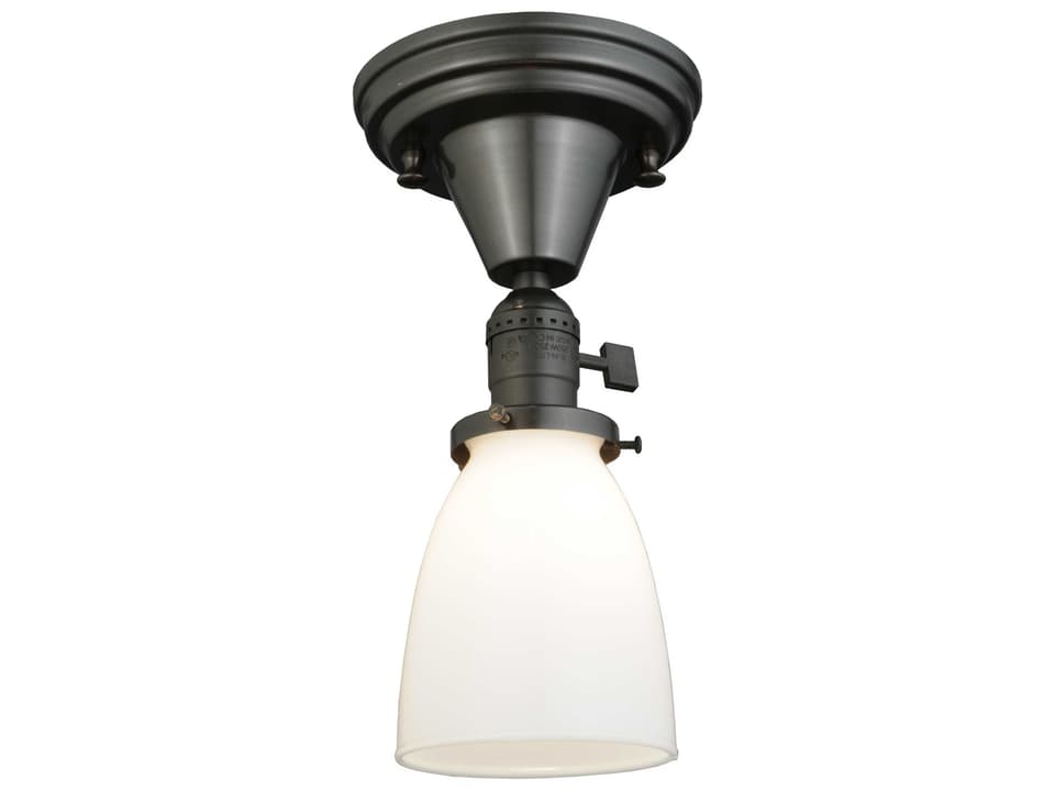 Contemporary 1-Light Black Glass Flush Mount