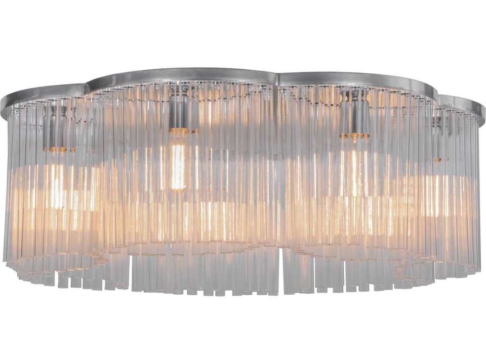 Tiffany Ivela 7-Light Contemporary Flush Mount in Chrome with Gray Glass