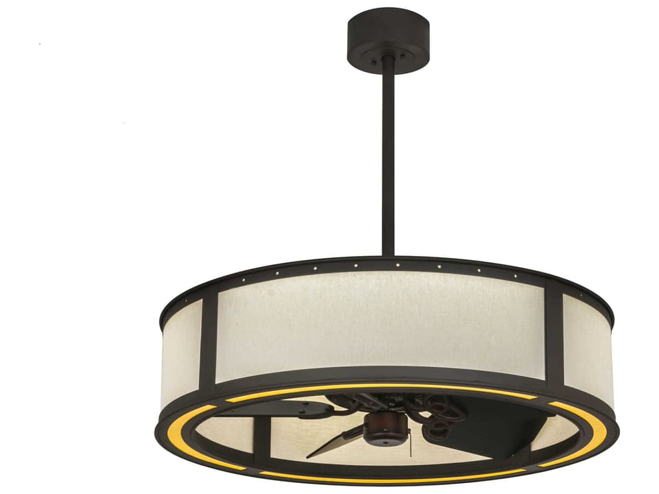 Maplewood Beige Linen LED Chandel-Air Ceiling Fan in Oil Rubbed Bronze