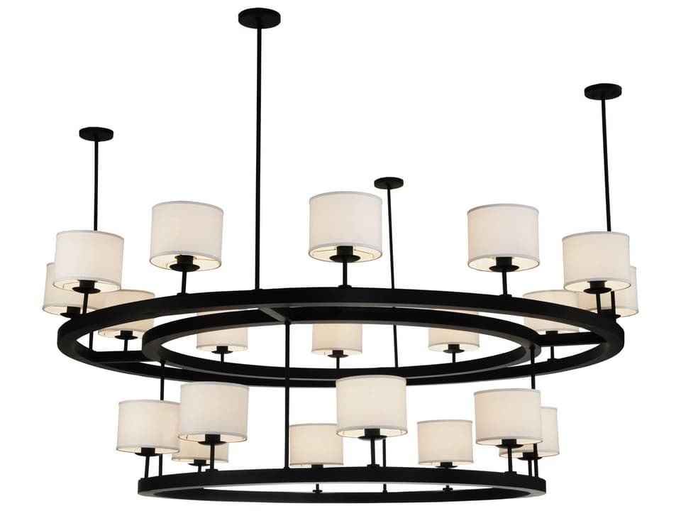 20-Light Chestnut Hill Semi-Flush Mount in Black Steel