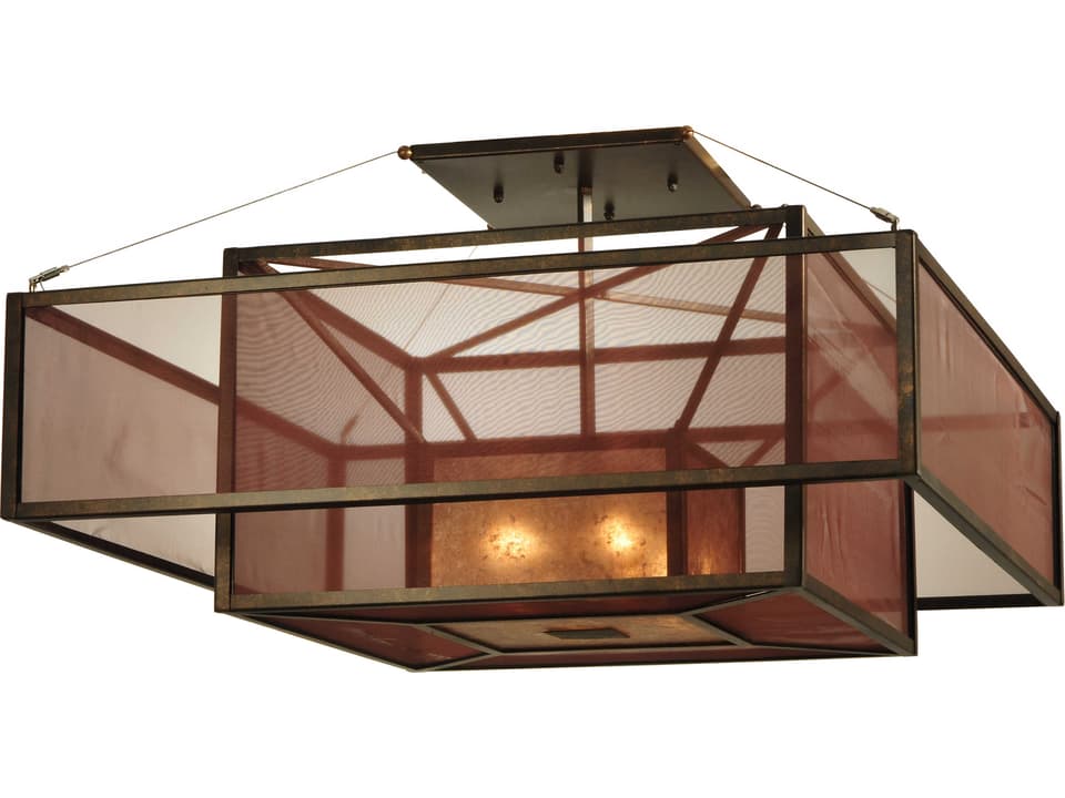 Quadrato Umador 4-Light Semi-Flush Mount Ceiling Light in Gilded Tobacco