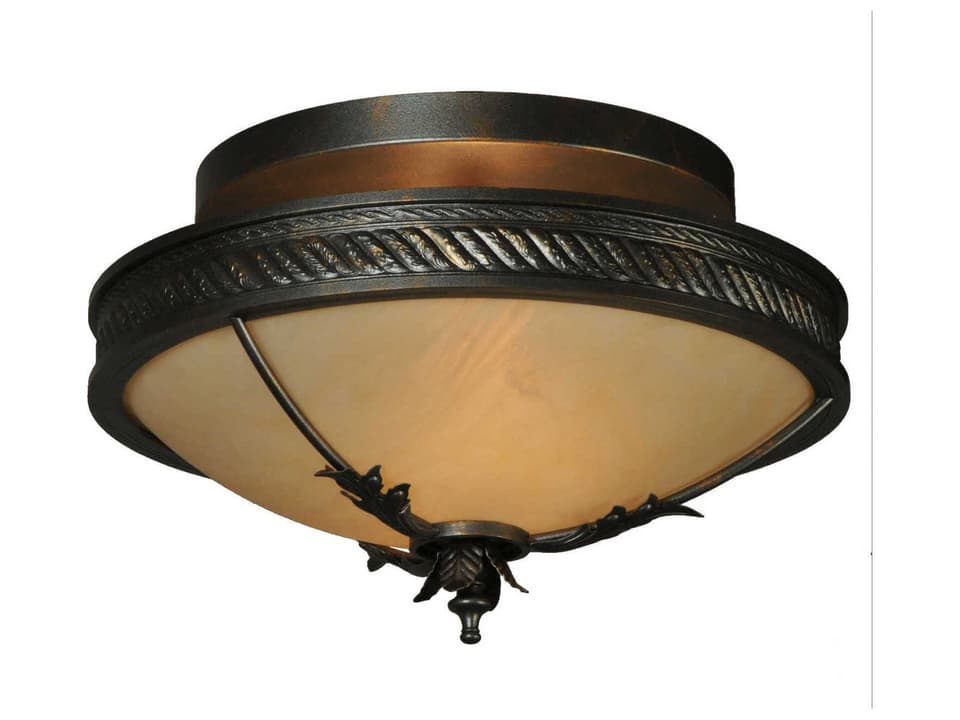 Hoja 2-Light Semi-Flush Mount Ceiling Light in French Bronzed
