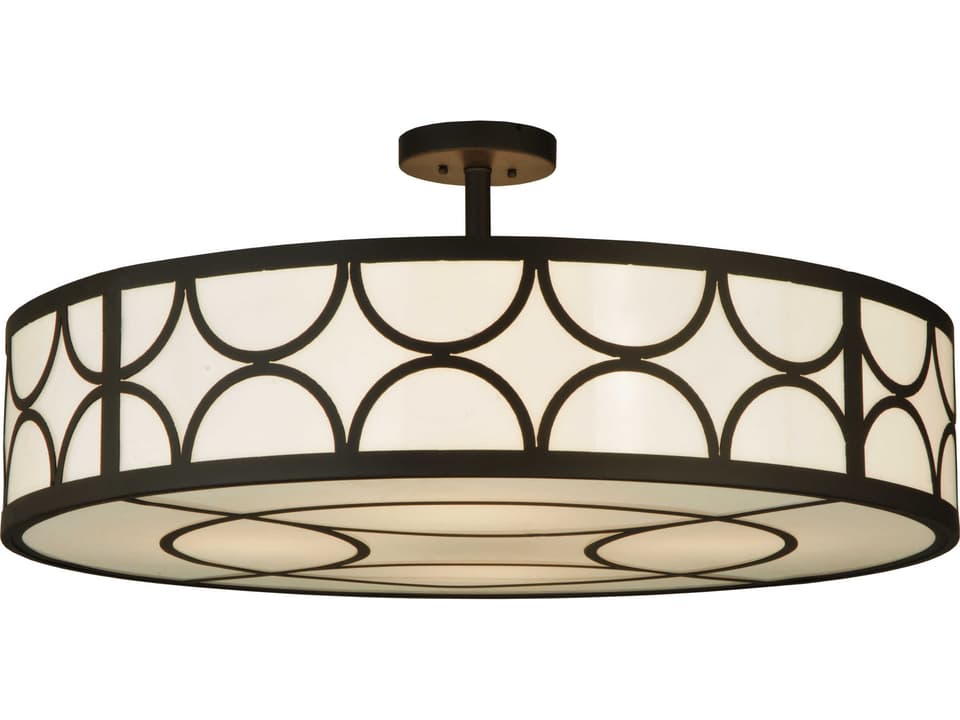 Contemporary 4-Light Cilindro Deco Drum Semi Flush Mount in Oil Rubbed Bronze