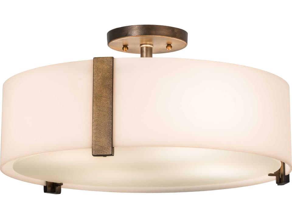 Contemporary 4-Light Green Drum Semi-Flush Mount