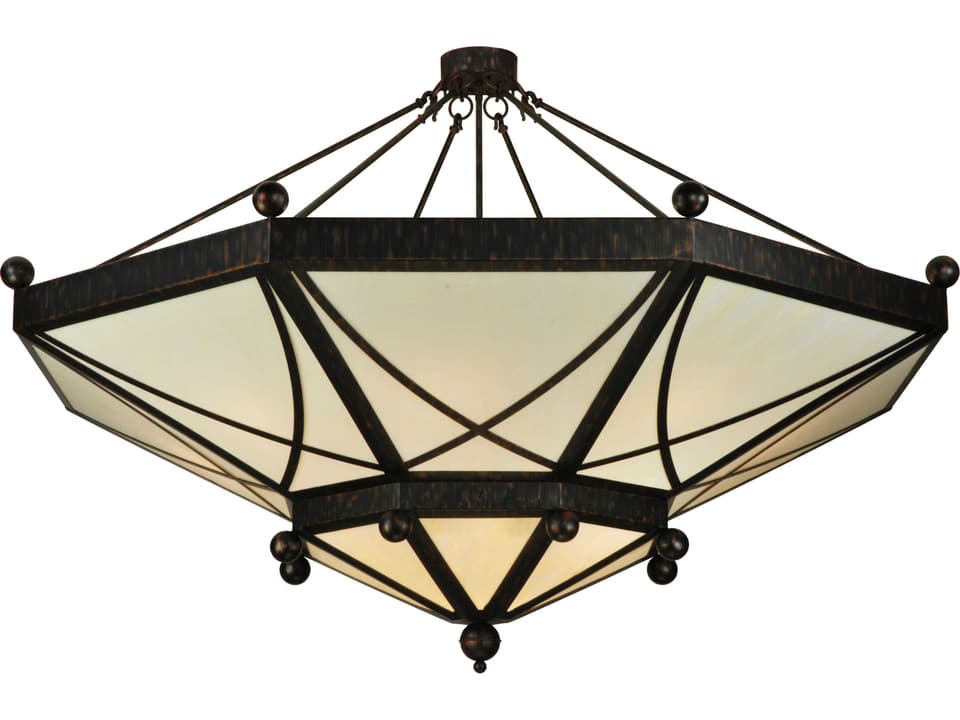 Contemporary 15-Light Brown Semi Flush Mount