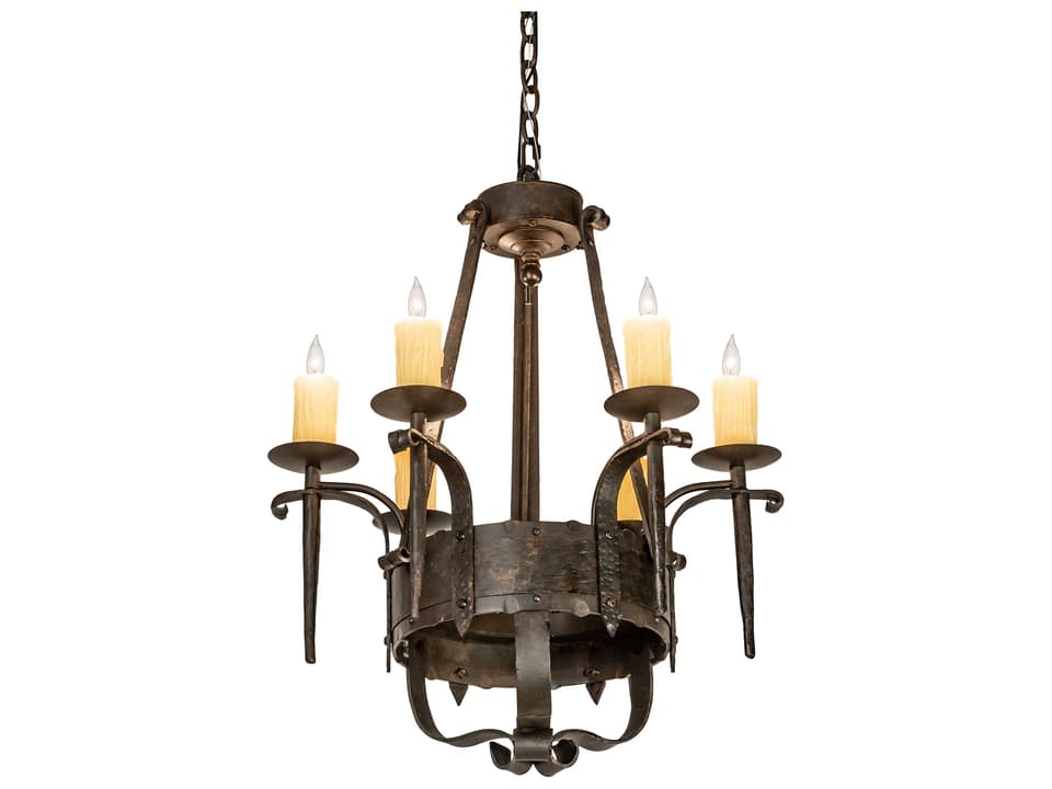6-Light Costello Candelabra Chandelier in Chestnut Brown