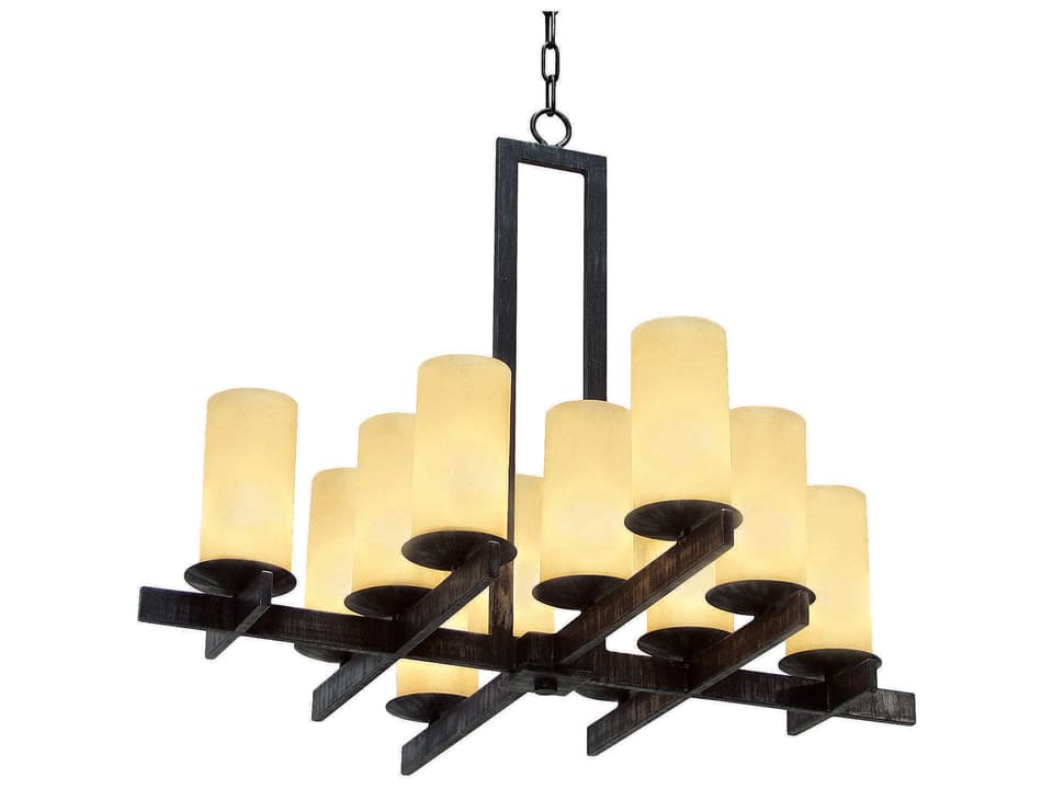 Dante 12-Light Blackwash Off White Cylinder Chandelier
