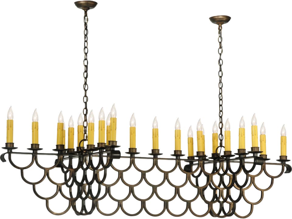 Deco 2-Light Copper Candelabra Chandelier