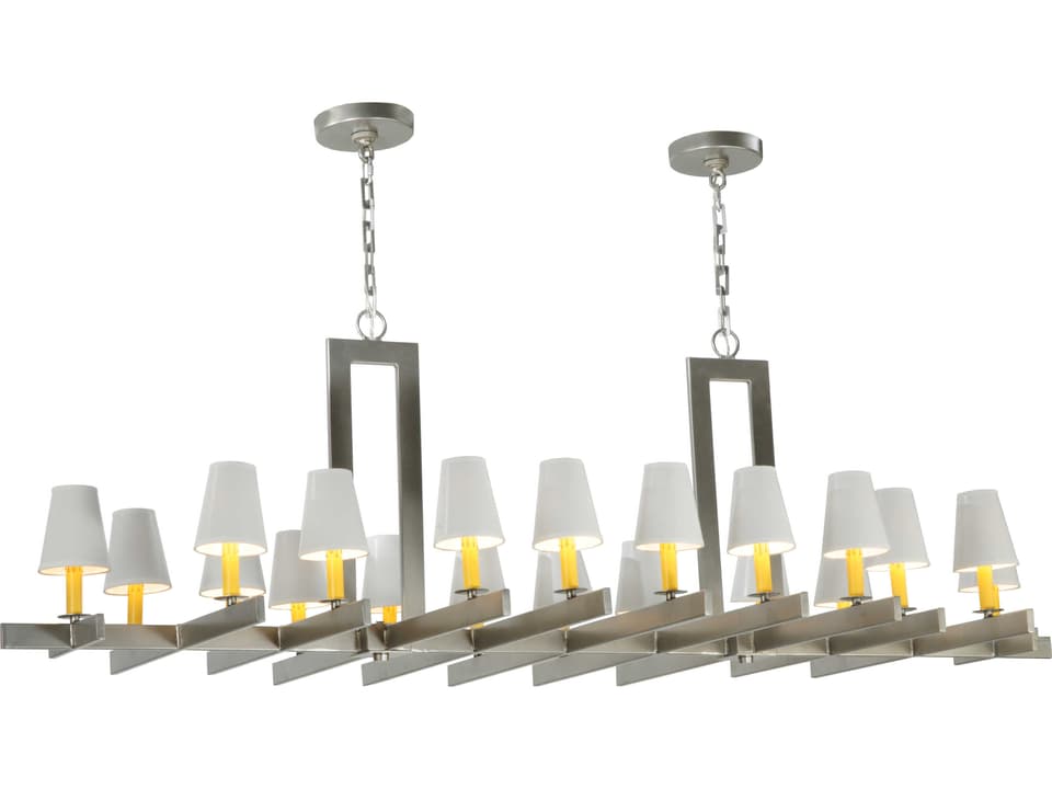Dante 20-Light Nickel Candelabra Empire Chandelier with White Parchment Shades