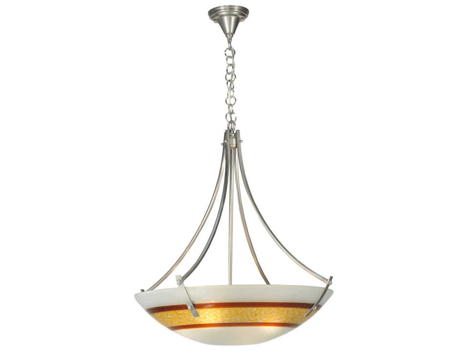 Metro Fusion 4-Light Gray Bowl Pendant in Steel and Fused Glass