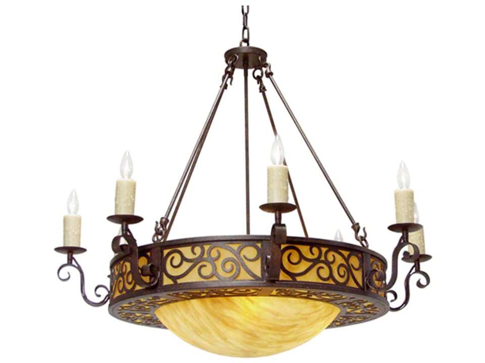 Delano 10-Light Cajun Spice Candelabra Chandelier with Amber Quartz Idalight Diffuser