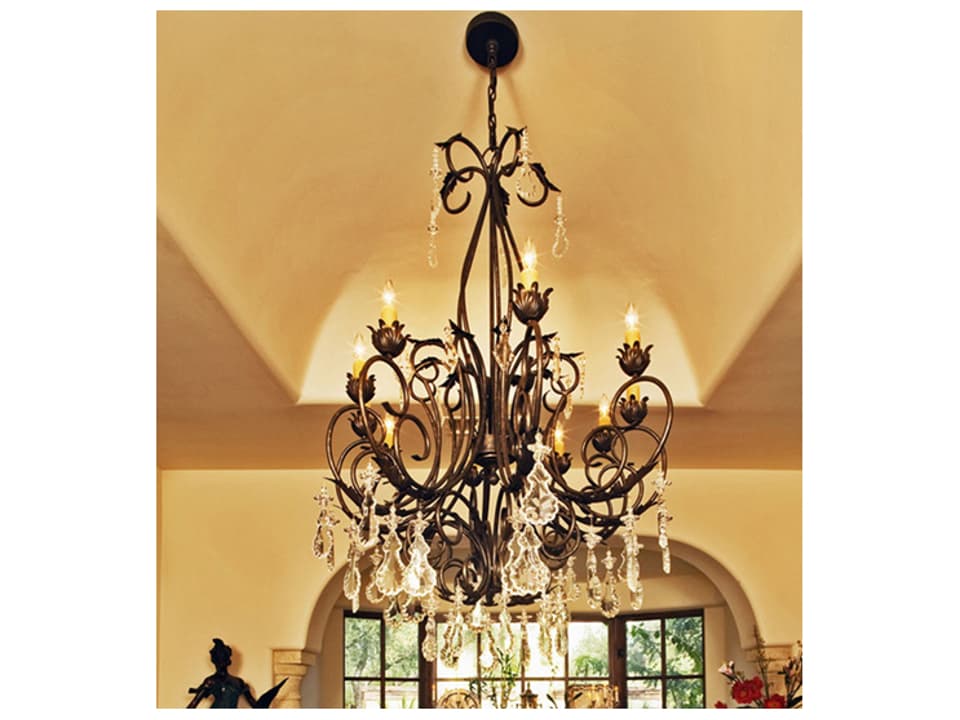 Felicia 10-Light Gilded Tobacco Brown Crystal Candelabra Chandelier