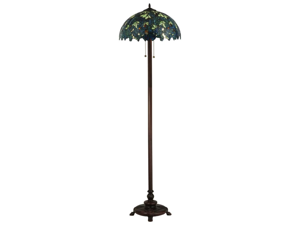 Tiffany Nightfall Wisteria 2-Light Floor Lamp in Mahogany Bronze