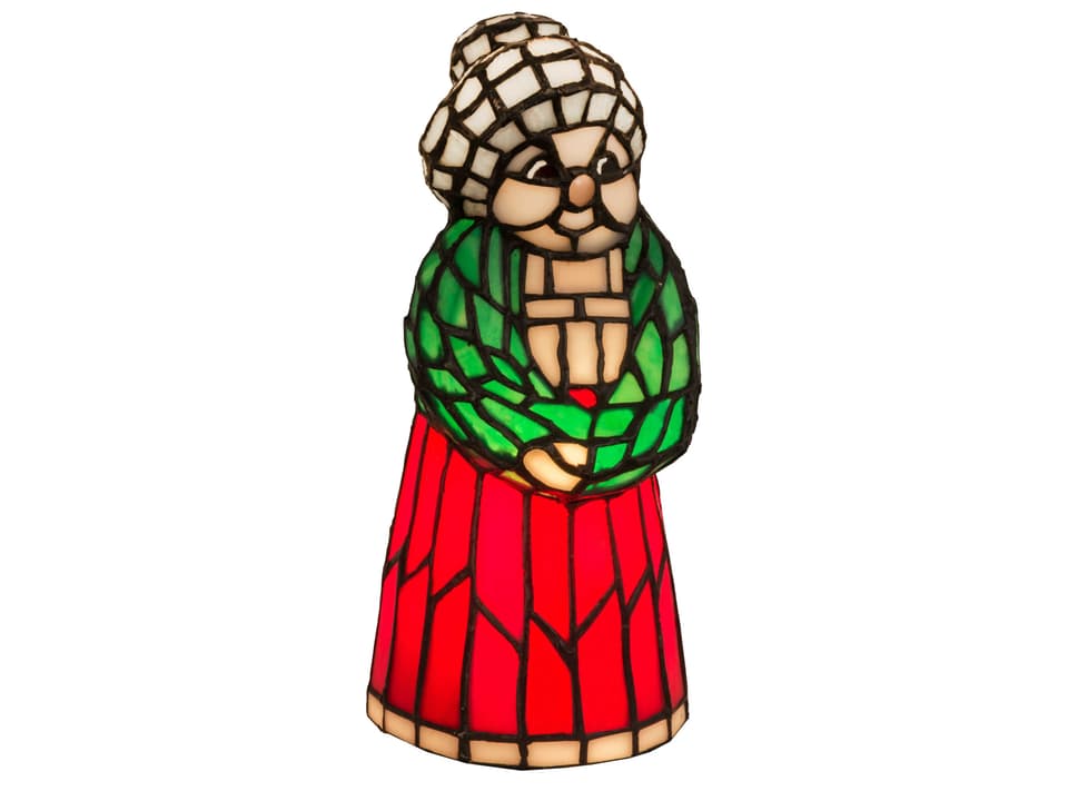 Tiffany Mrs. Claus 1-Light Accent Table Lamp in Multicolored Stained Glass