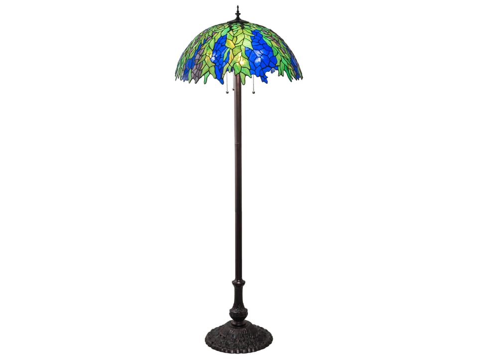 Tiffany Three-Light Tiffany Honey Locust Floor Lamp in Mahogany Bronze