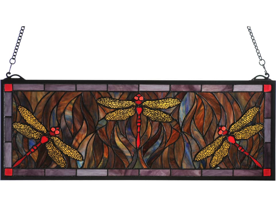 Dragonfly Trio Stained Glass Window