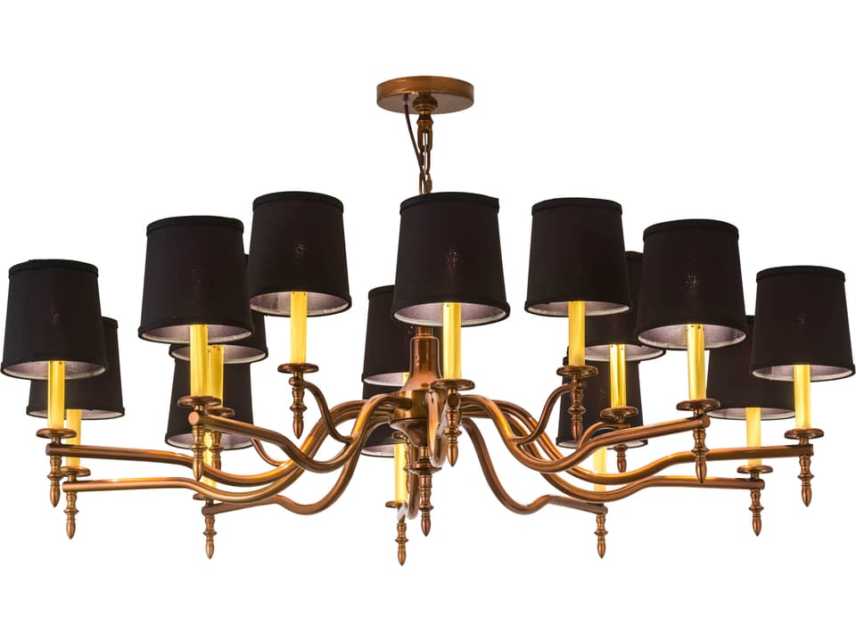 Toby 15-Light Empire Chandelier in Transparent Copper with Black Shades