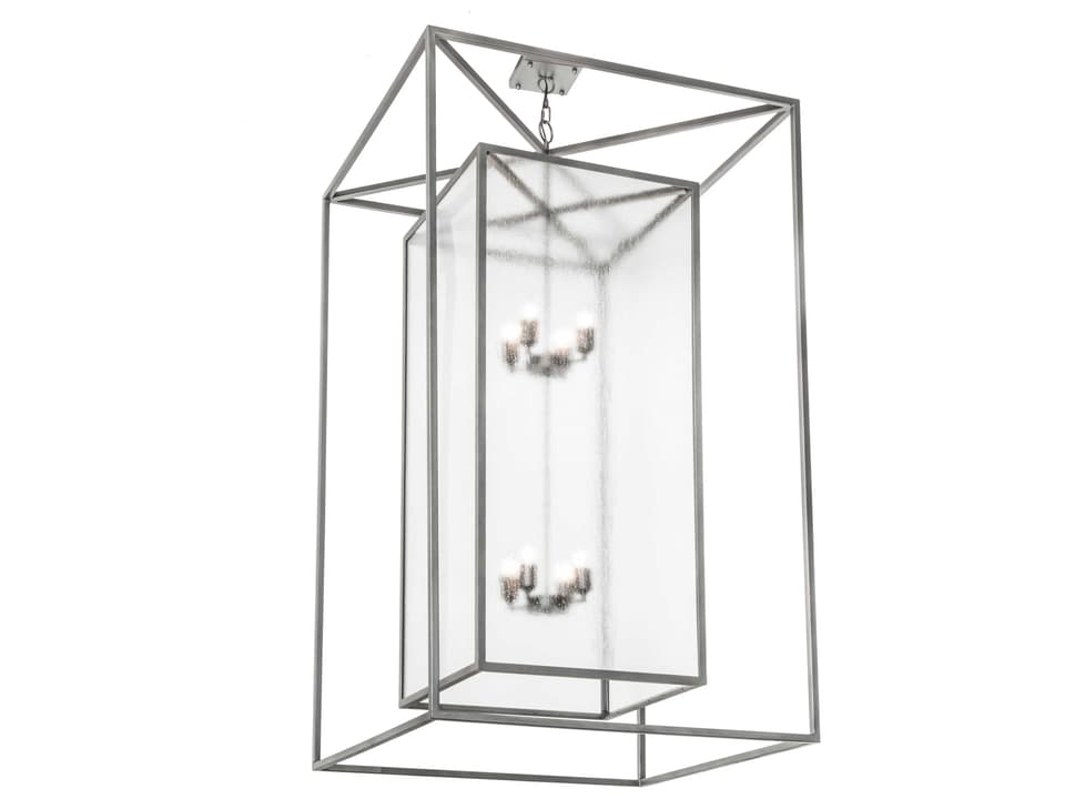 Kitzi Box 8-Light Pewter Glass Geometric Tiered Chandelier