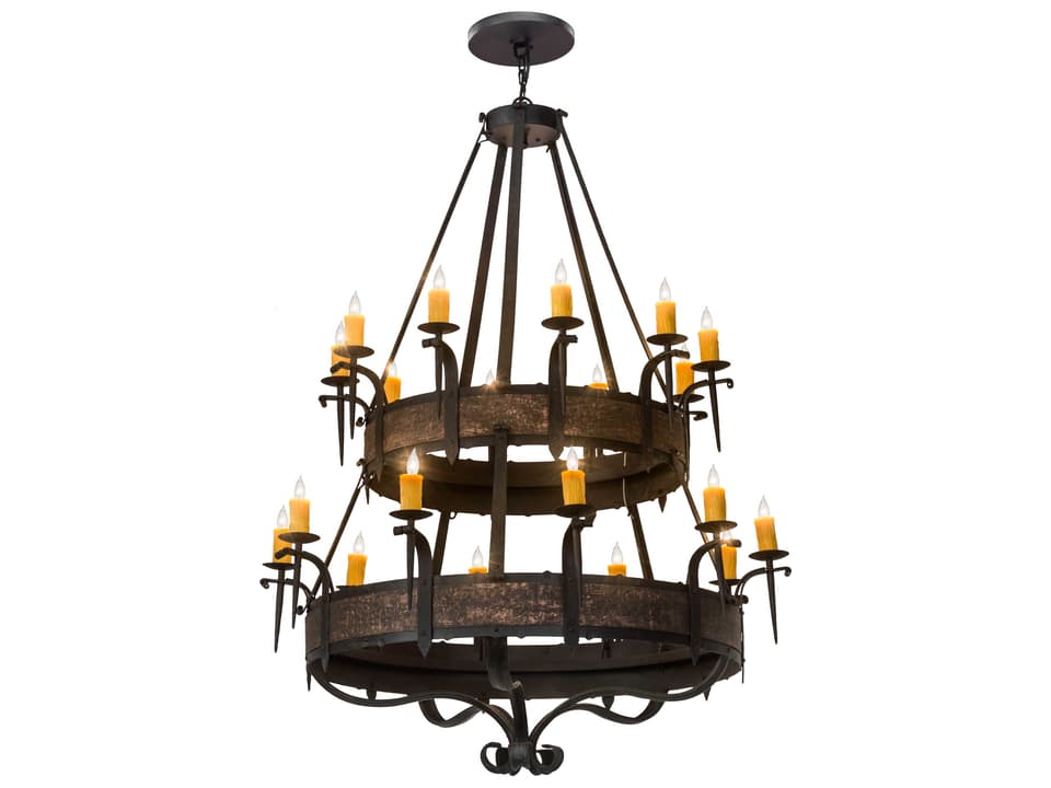 Costello 20-Light Black Glass Candelabra Chandelier in Burnished Copper