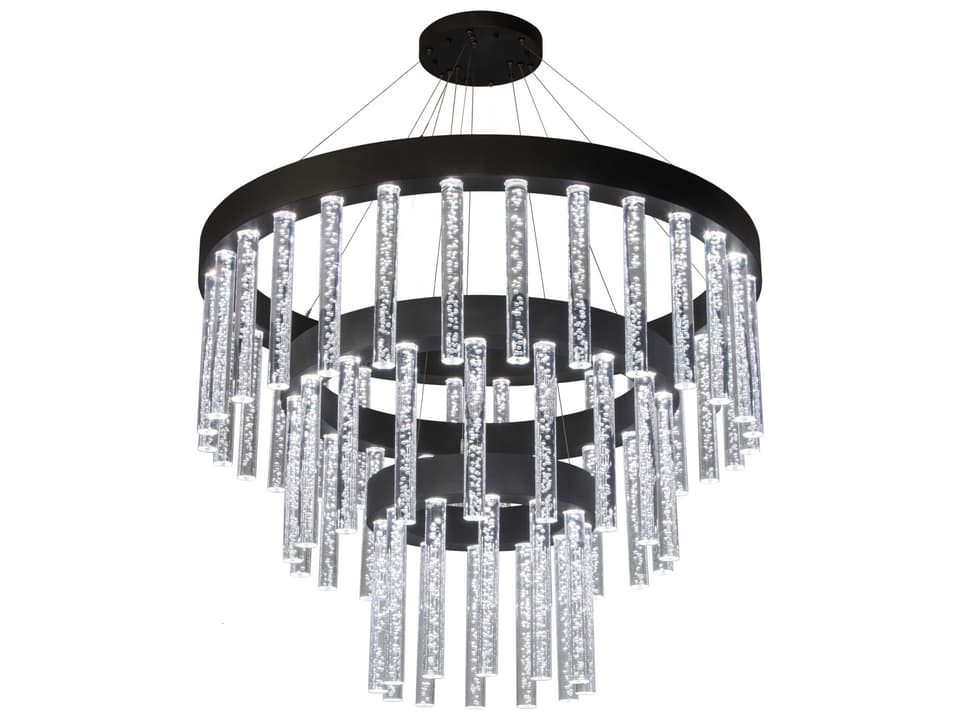 Aquagen LED Gray Crystal Glass 3-Tier Chandelier