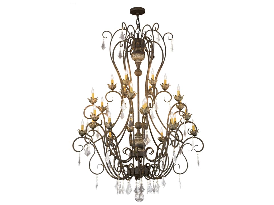 24-Light Felicia Black Crystal Glass Candelabra Chandelier