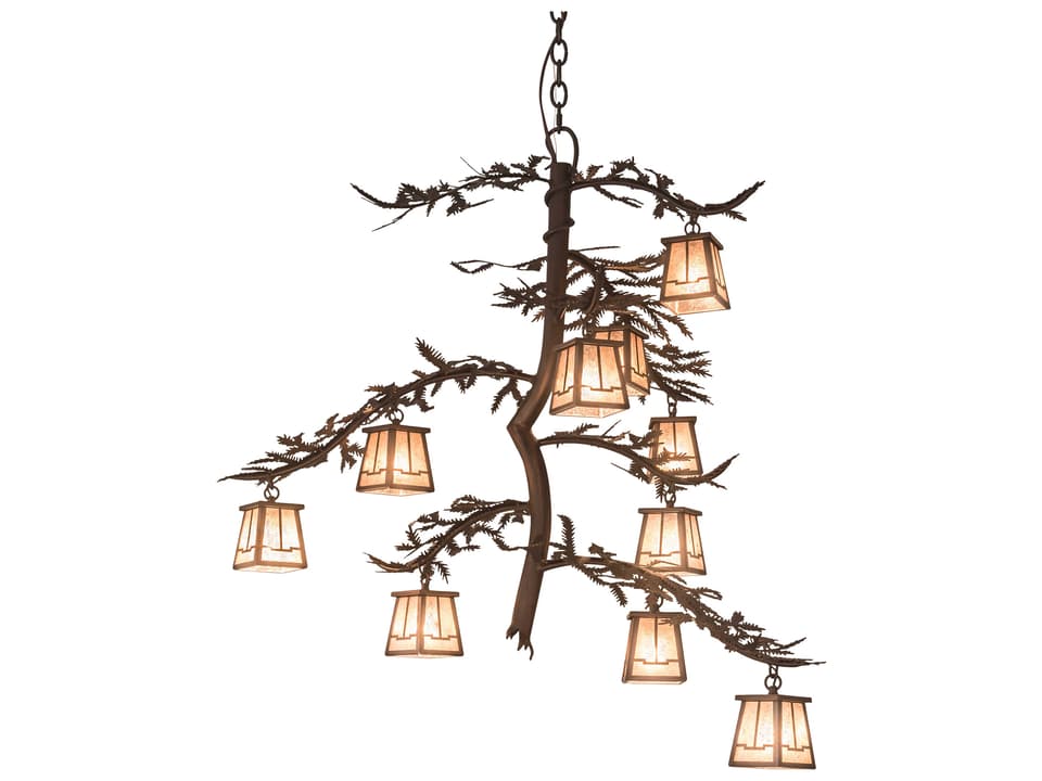 Pine Branch Valley View 10-Light Chandelier in Mahogany Bronze