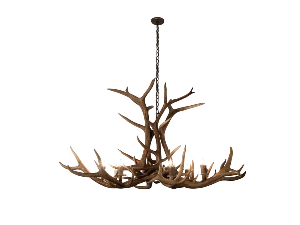 Antlers 8-Light Candelabra Chandelier in Antique Copper Finish