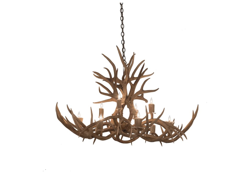 Antlers 10-Light Mule Deer Chandelier in Antique Copper Finish