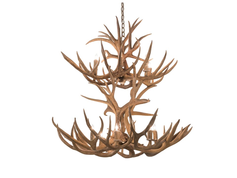 Tiffany Antlers 12-Light Tiered Candelabra Chandelier in Antique Copper