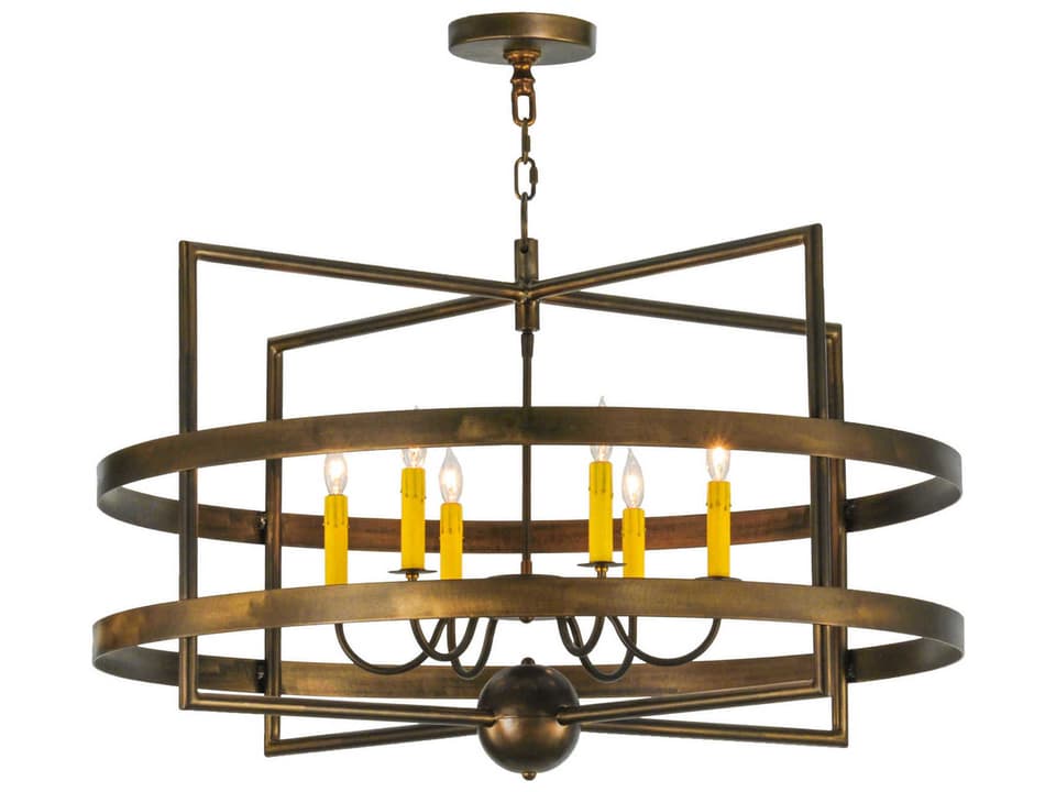 Lighting Aldari 6-Light Copper Candelabra Geometric Chandelier