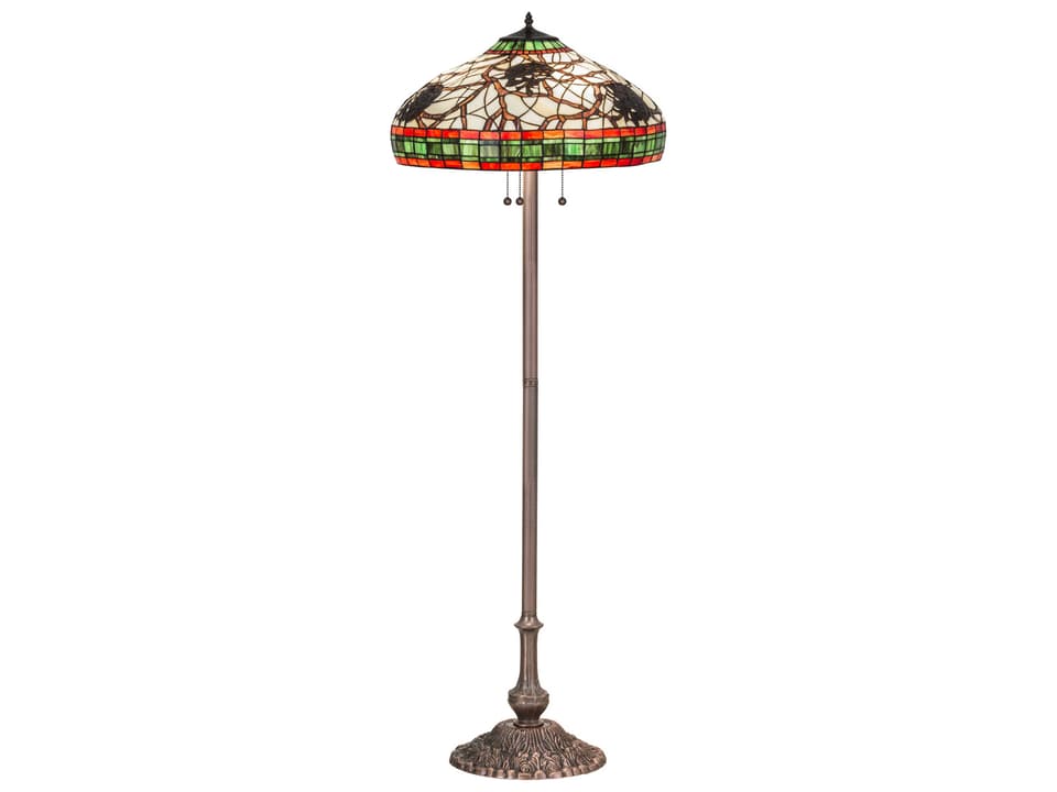 Tiffany 3-Light Pinecone Tiffany Floor Lamp in Mahogany Bronze