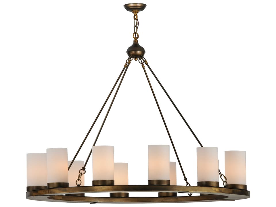 12-Light Loxley Chandelier in Antique Copper and White