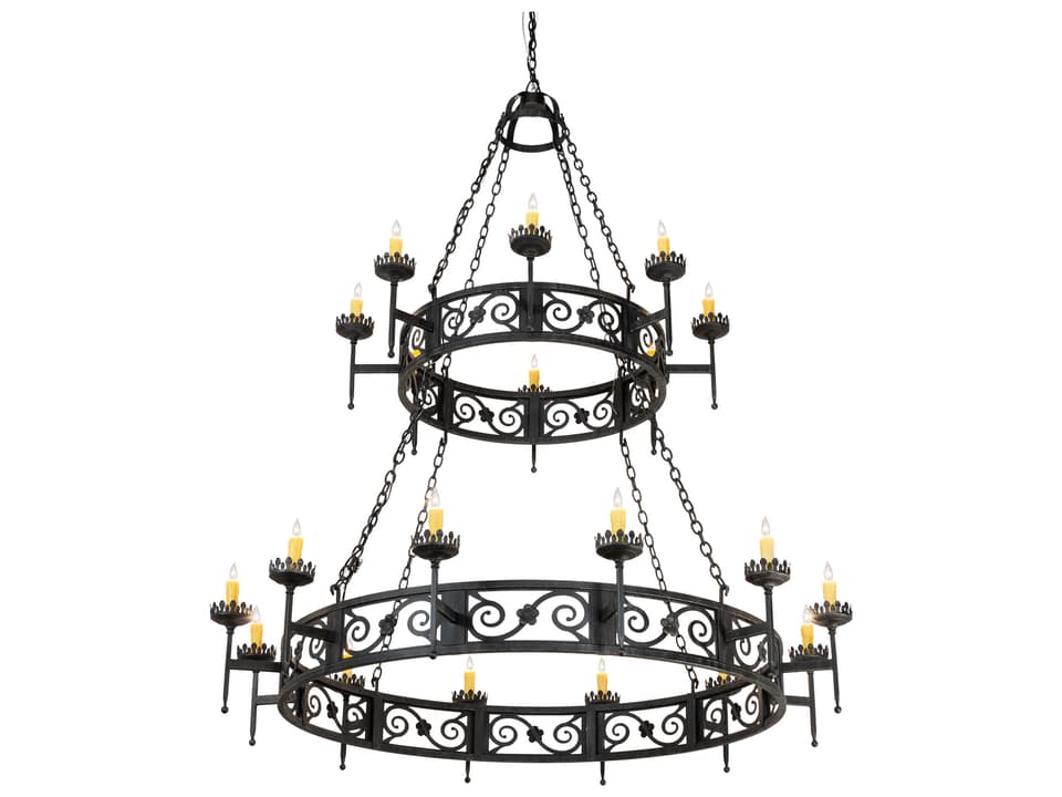 Majella 20-Light Candelabra Round Chandelier in Antique Iron Gate