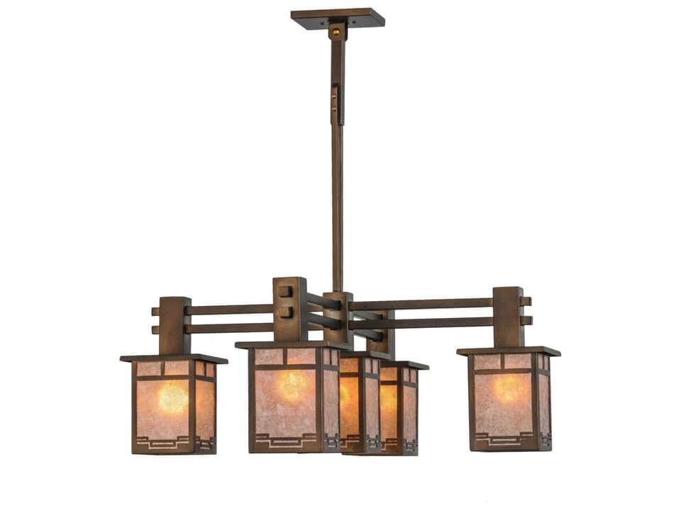 Mission 5-Light Copper Geometric Lantern Chandelier