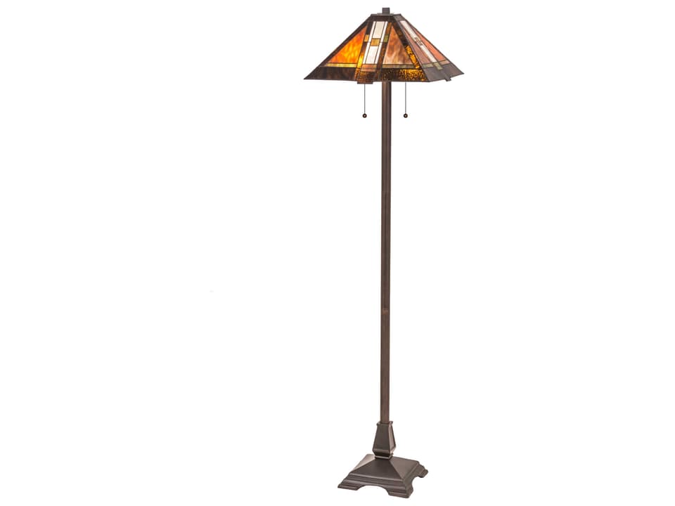 Tiffany Montana Mission 61-Inch 2-Light Floor Lamp in Dark Bronze with Stained Glass Shade