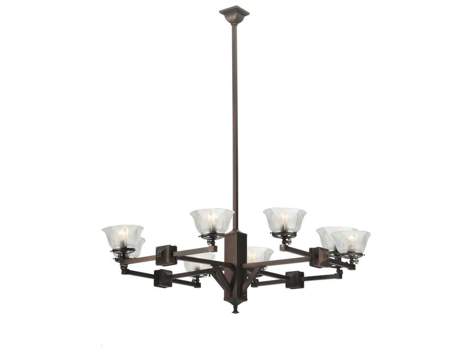 Summer Wheat Gas 8-Light 48-Inch Chandelier with Clear Textured Glass Shades