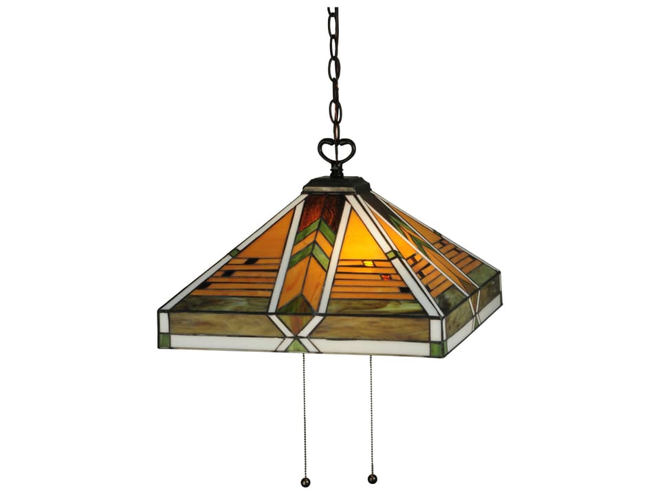 Tiffany Abilene 2-Light Mission Style Pendant Light in Mahogany Bronze