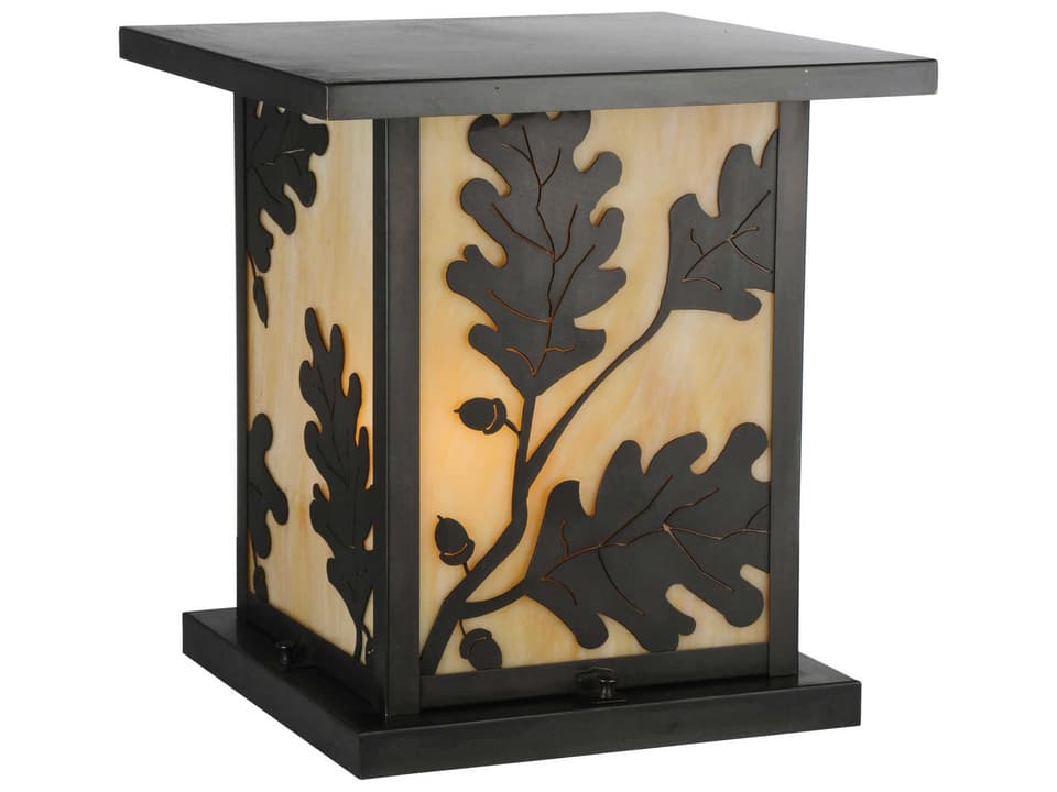 Hyde Park Oak Leaf 1-Light Outdoor Pier Mount Light in Craftsman Brown