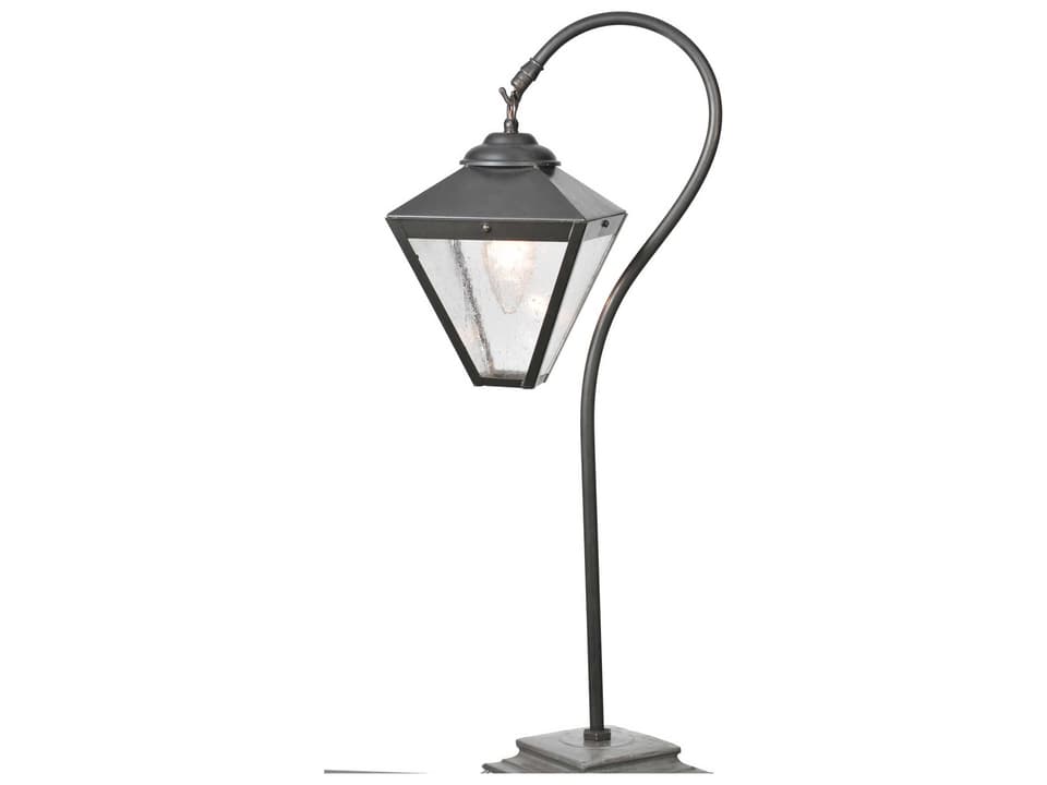 Newport Shepherd's Hook Outdoor Path Light in Craftsman Brown with Seeded Glass