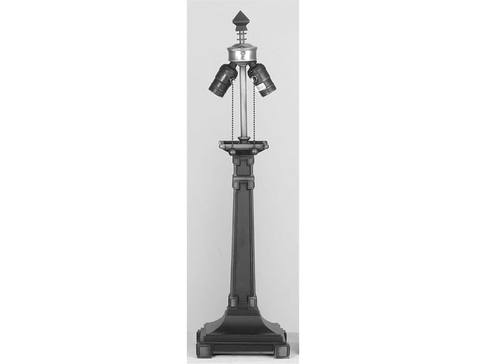 Blocks Mission Bronze 2-Light Table Lamp Base in Mahogany Bronze