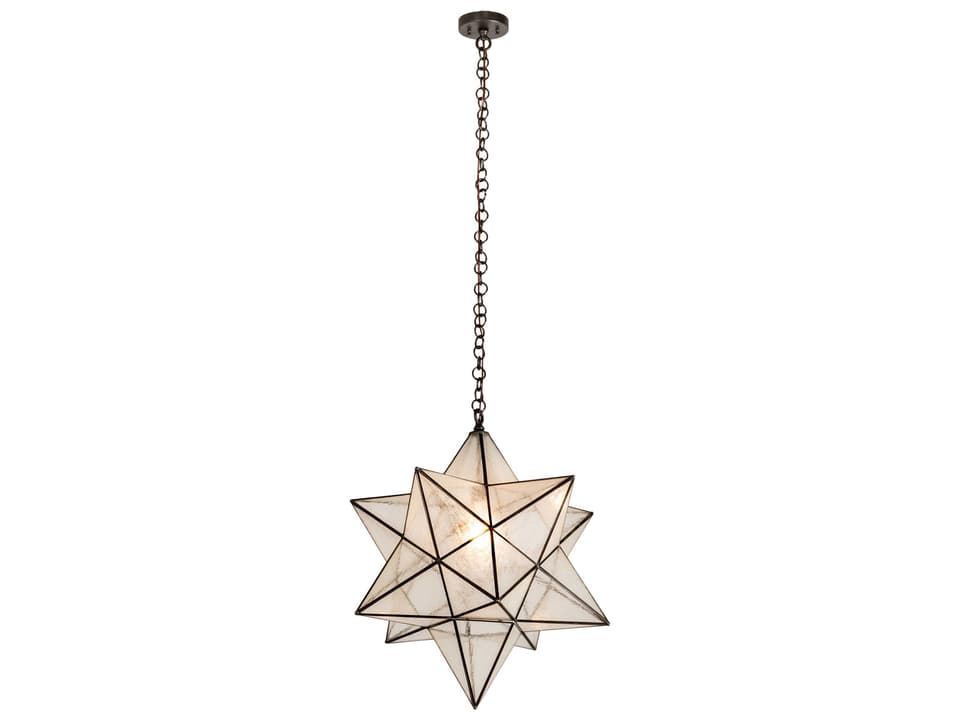 Moravian Star 1-Light Glass Outdoor Pendant Light in Craftsman Brown